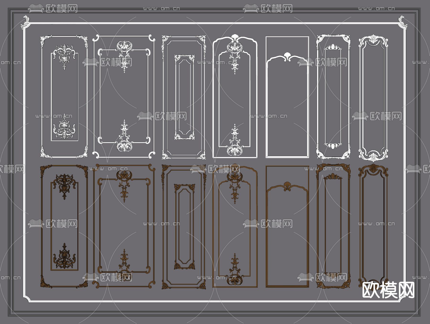 欧式描金雕花护墙线条su模型下载（渲染图2）