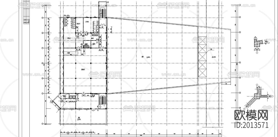食堂建筑CAD施工圖下載(渲染圖4)
