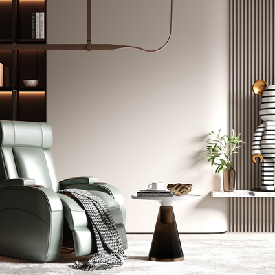  现代皮革休闲沙发su模型 