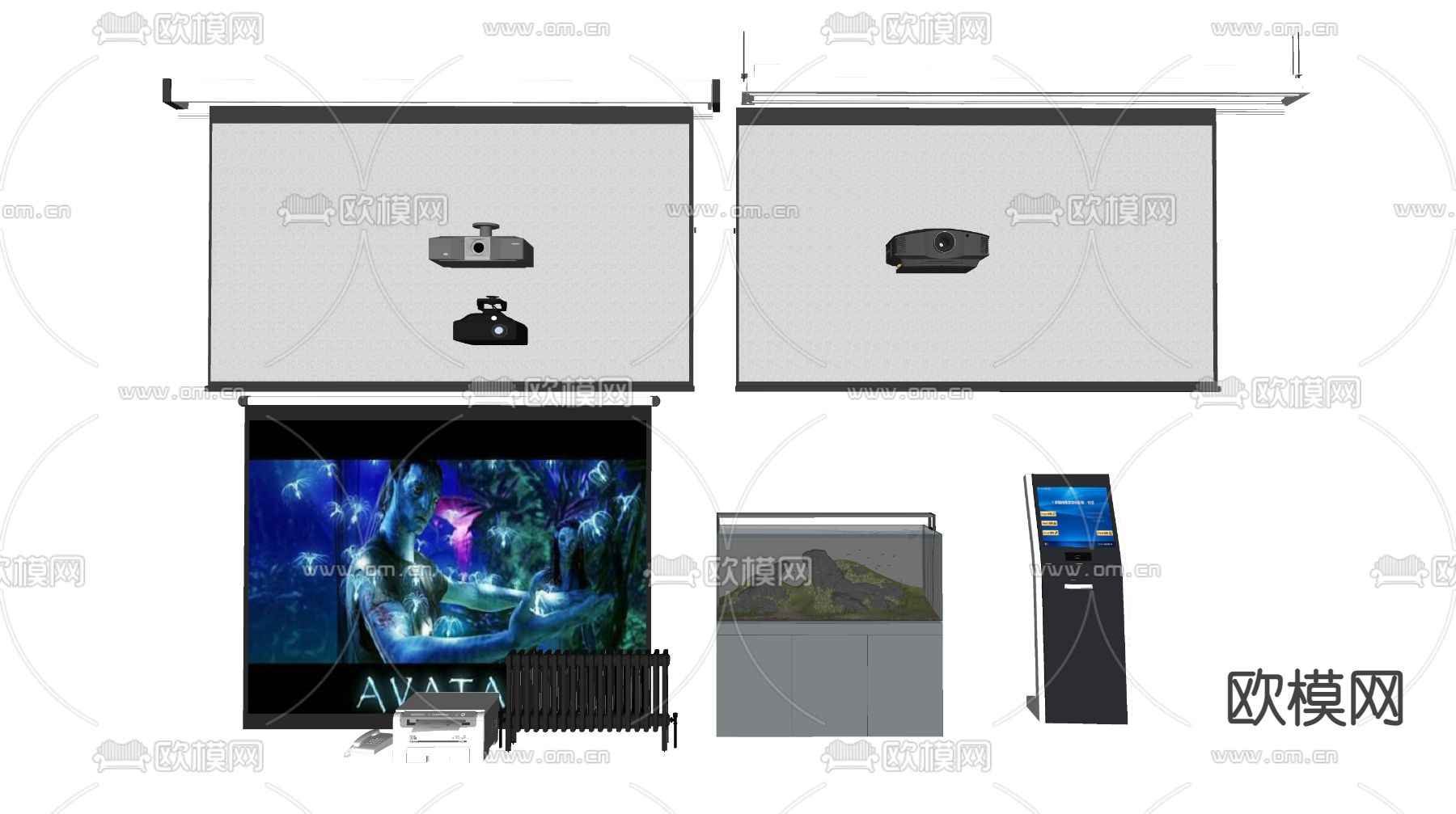 现代投影仪幕布su模型下载