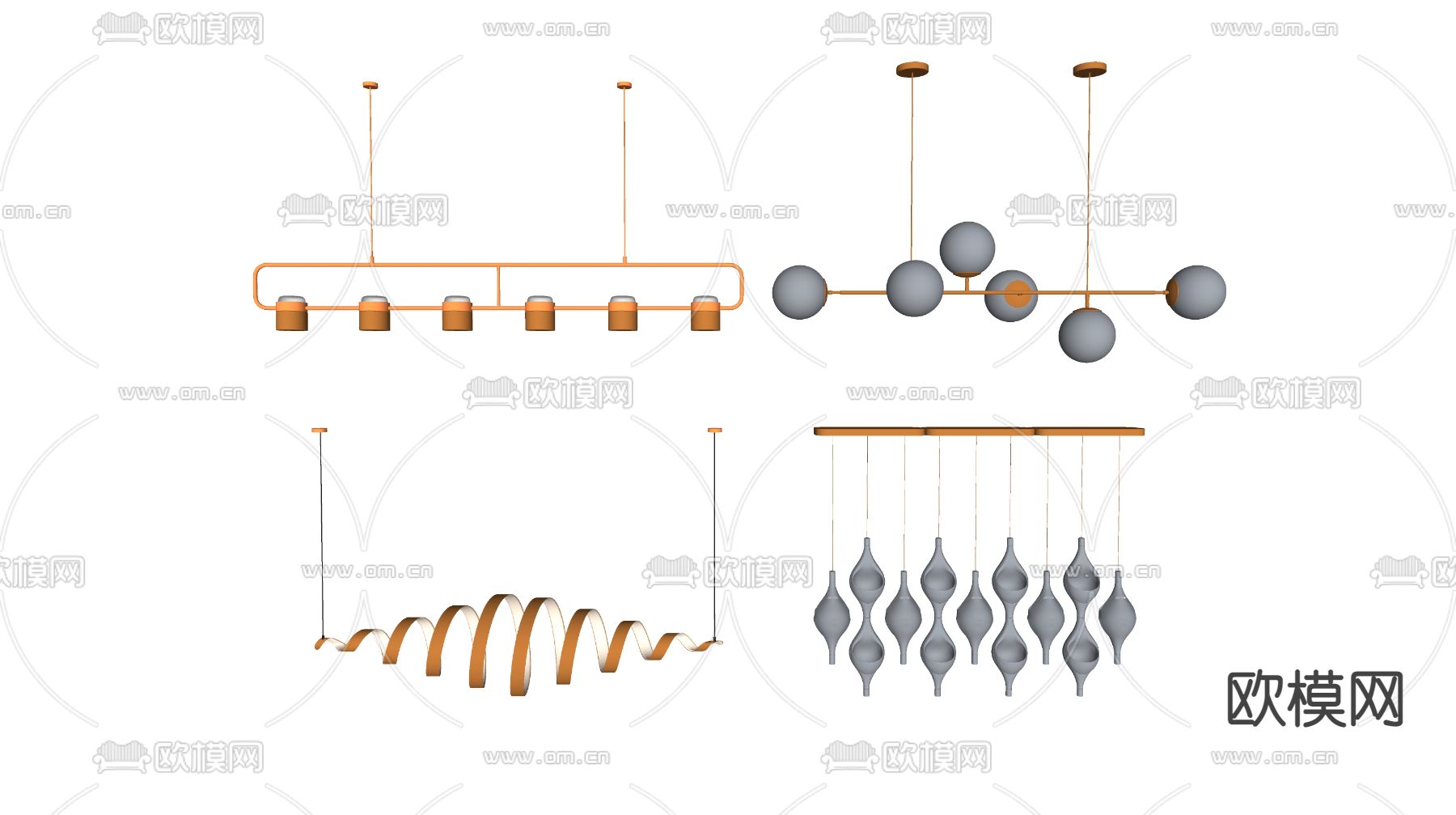 现代轻奢吊灯su模型下载