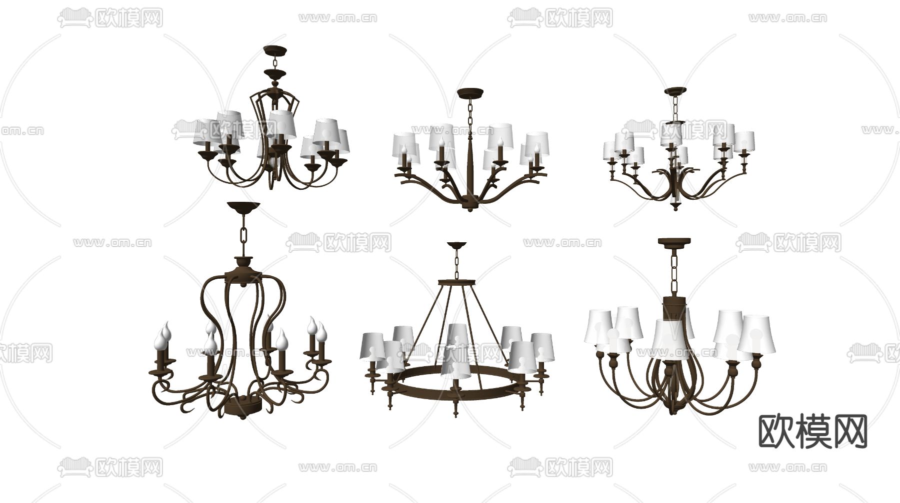 简欧金属吊灯su模型下载
