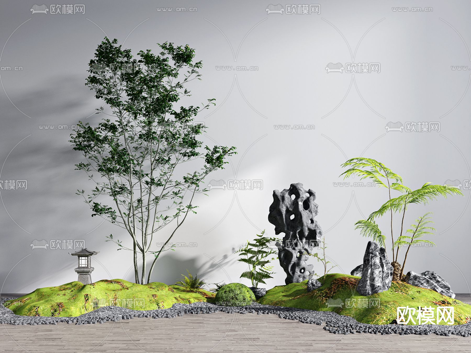 新中式景观植物小品3d模型