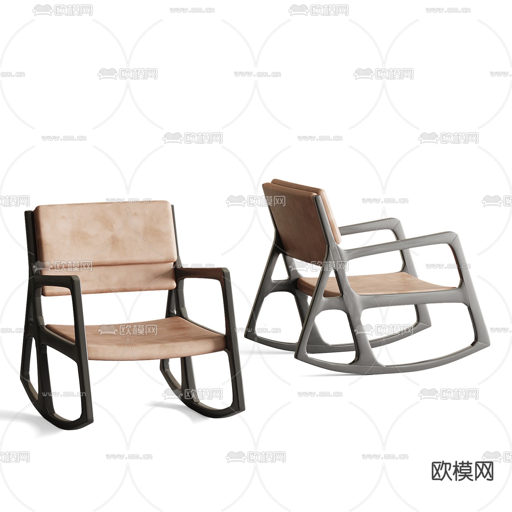 现代布艺摇椅su模型下载（渲染图1）