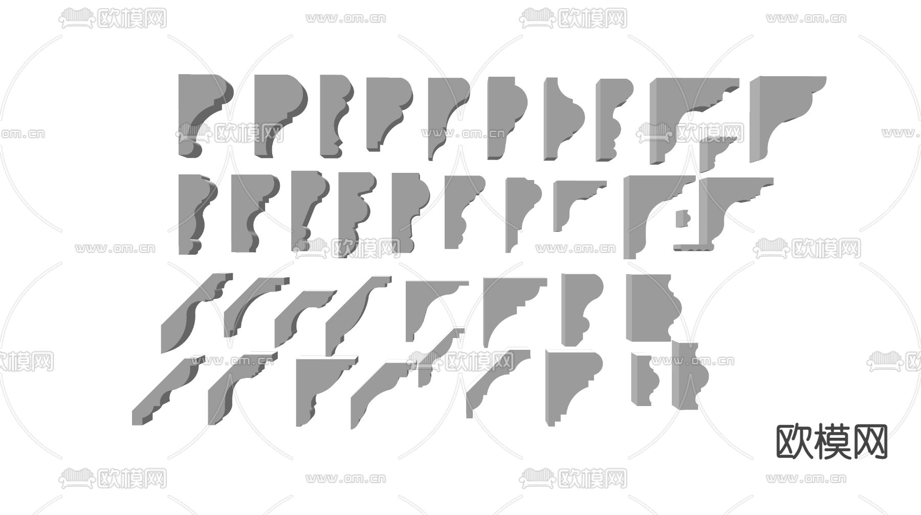 欧式石膏放样线su模型下载