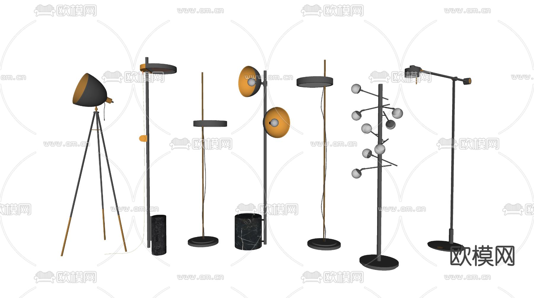 现代轻奢落地灯su模型下载