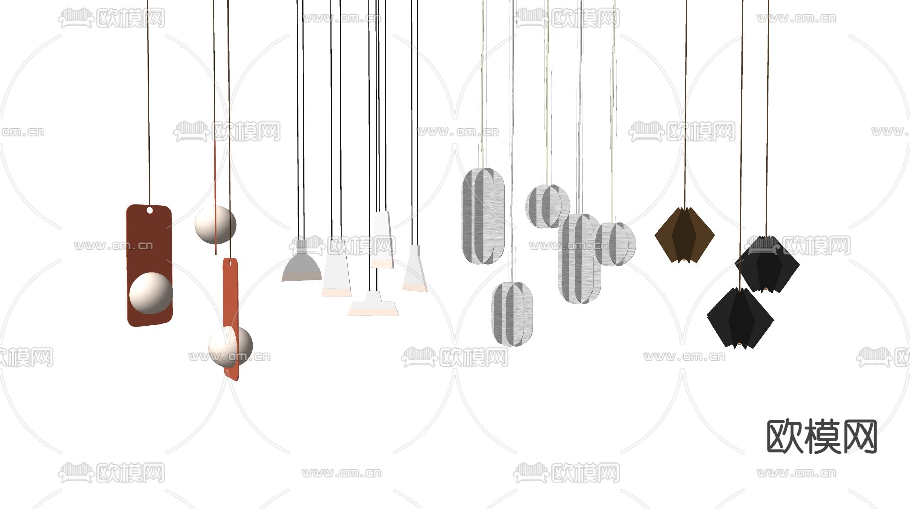 现代轻奢吊灯su模型下载