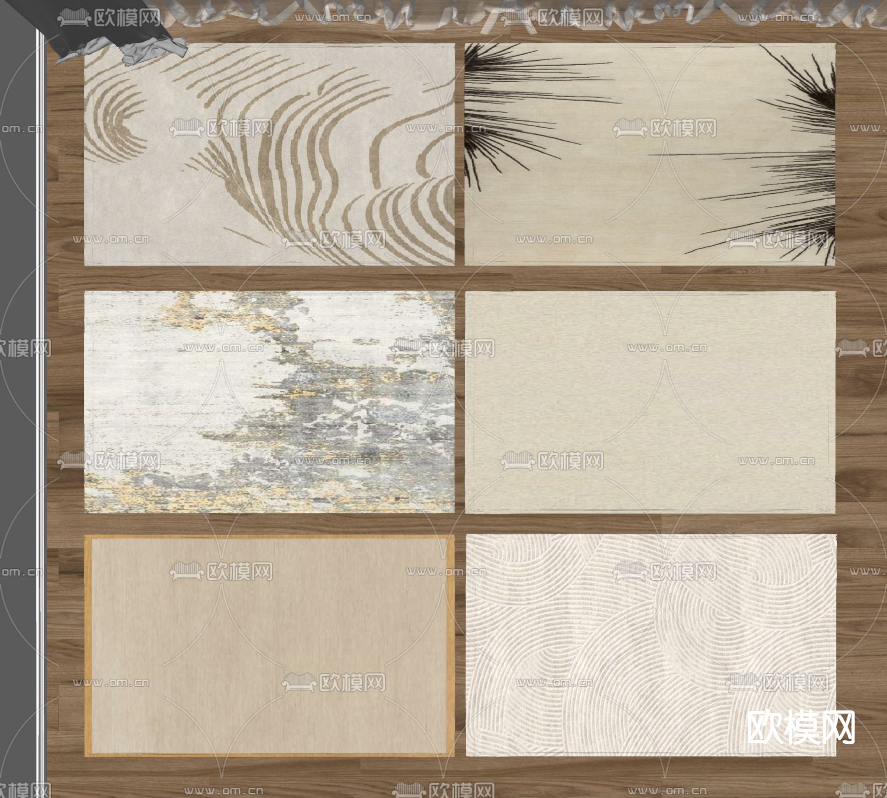 现代布艺地毯su模型下载（渲染图2）