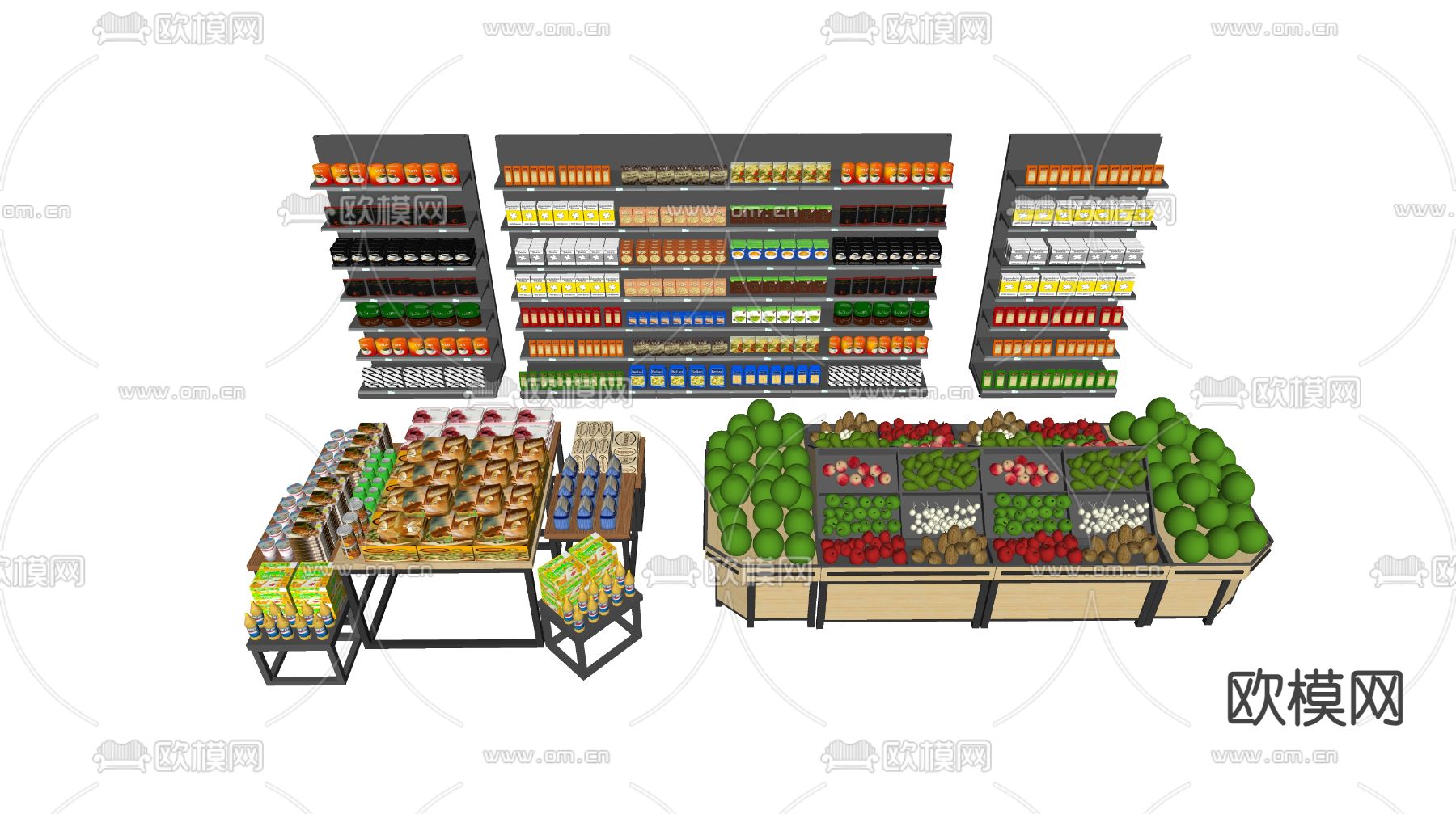 工业风货架su模型下载