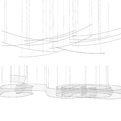  现代水晶飘带装饰吊灯su模型 