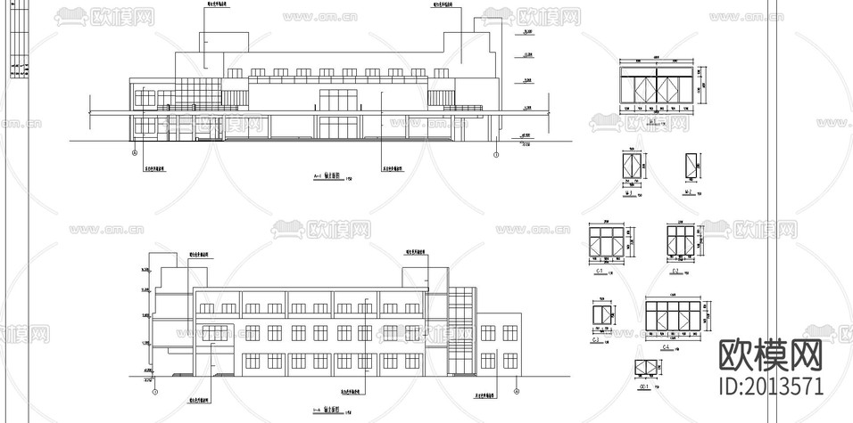 食堂建筑CAD施工圖下載(渲染圖1)