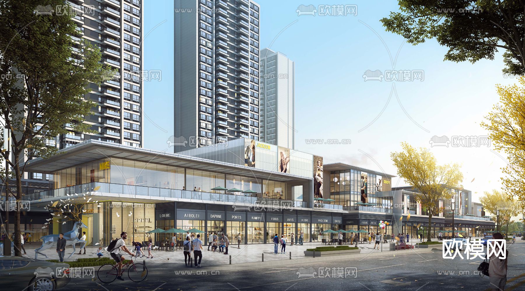 现代商业街su模型下载（渲染图4）