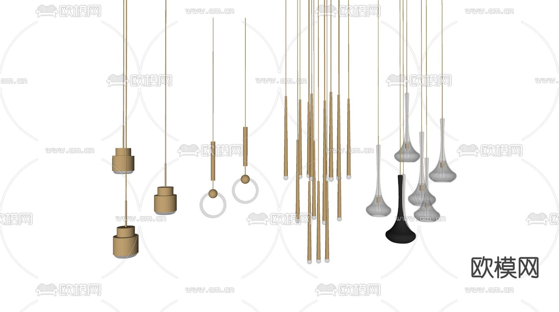 现代轻奢吊灯su模型下载