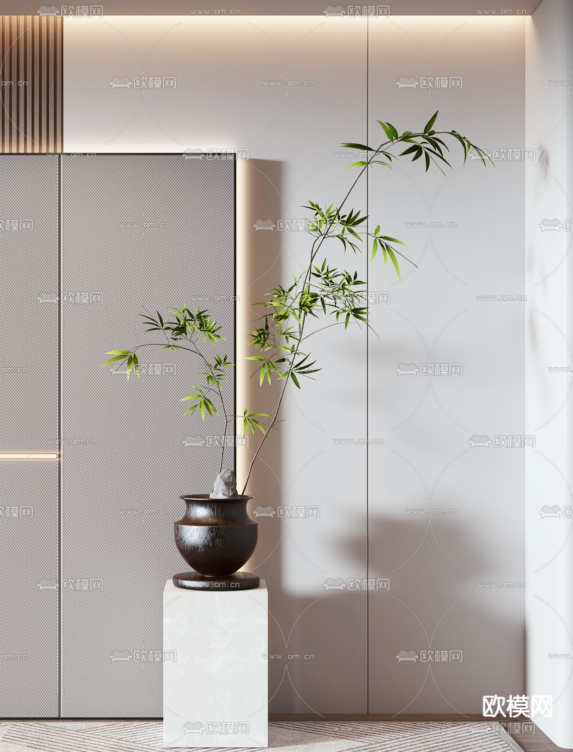 现代水养植物盆栽3d模型下载