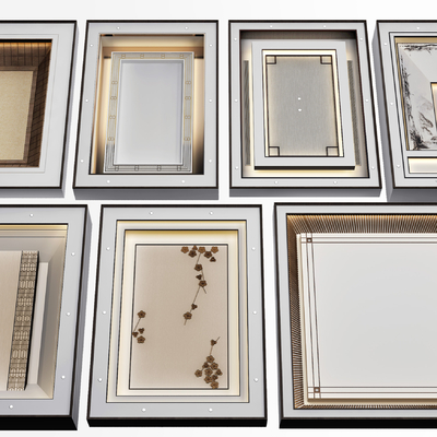  新中式吊顶天花su模型 