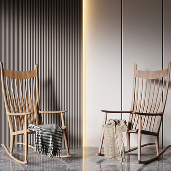 现代实木摇椅休闲椅3d模型