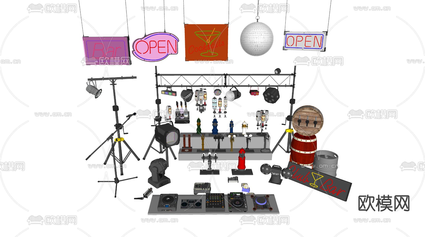 现代霓虹灯招牌su模型下载