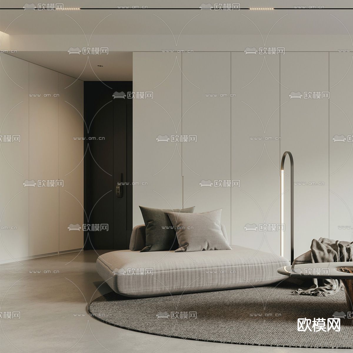 现代布艺沙发组合3d模型下载（渲染图2）