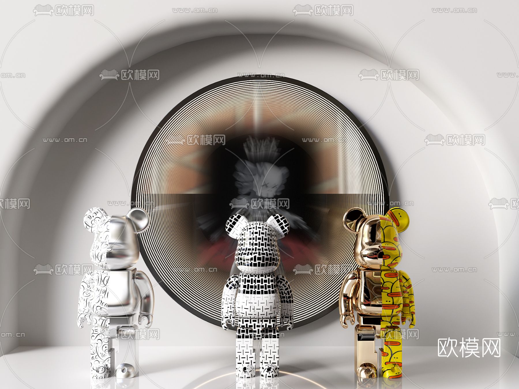 现代暴力熊手办3d模型