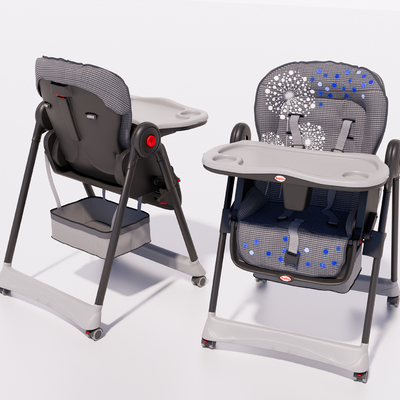  现代儿童餐椅su模型 