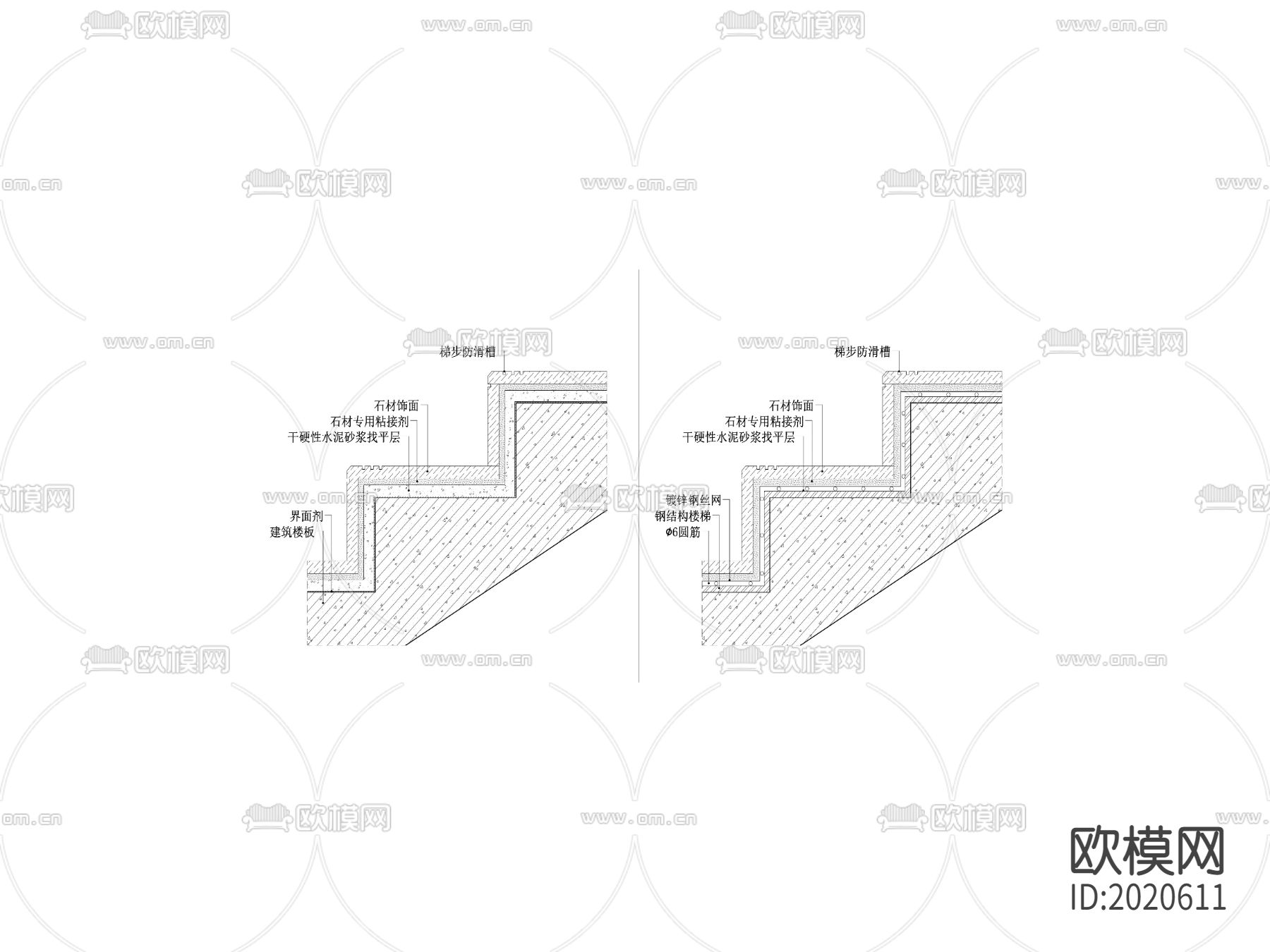 石材梯步cad大样图下载