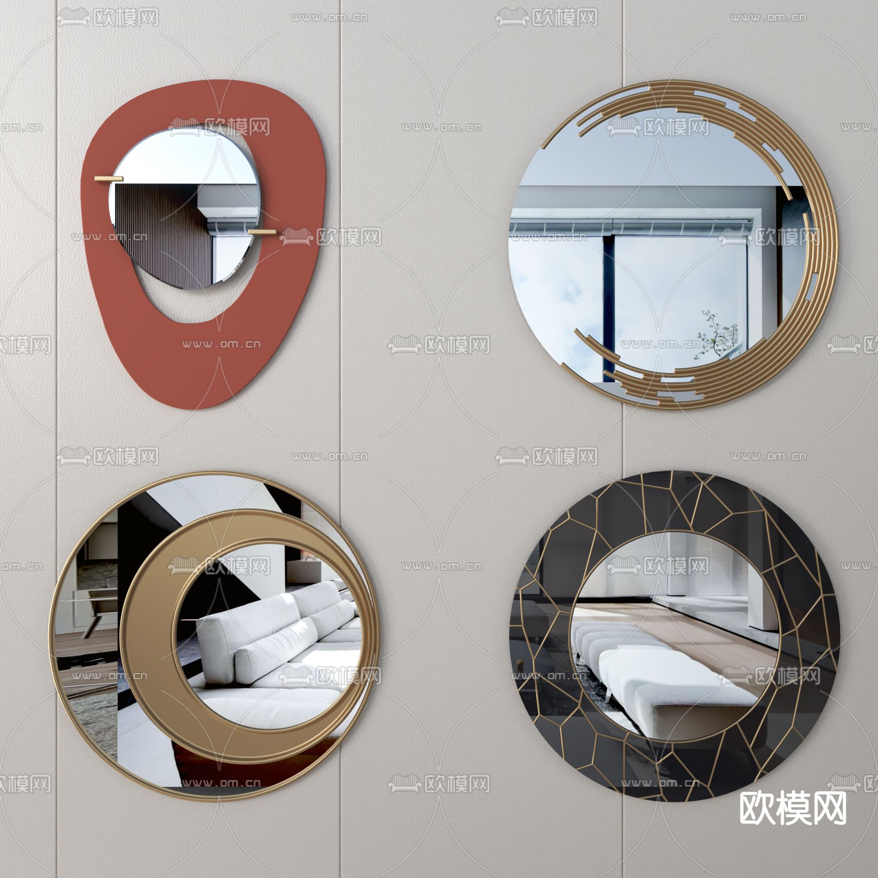 现代装饰镜子su模型