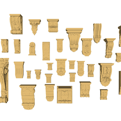  欧式雕花柱头su模型 