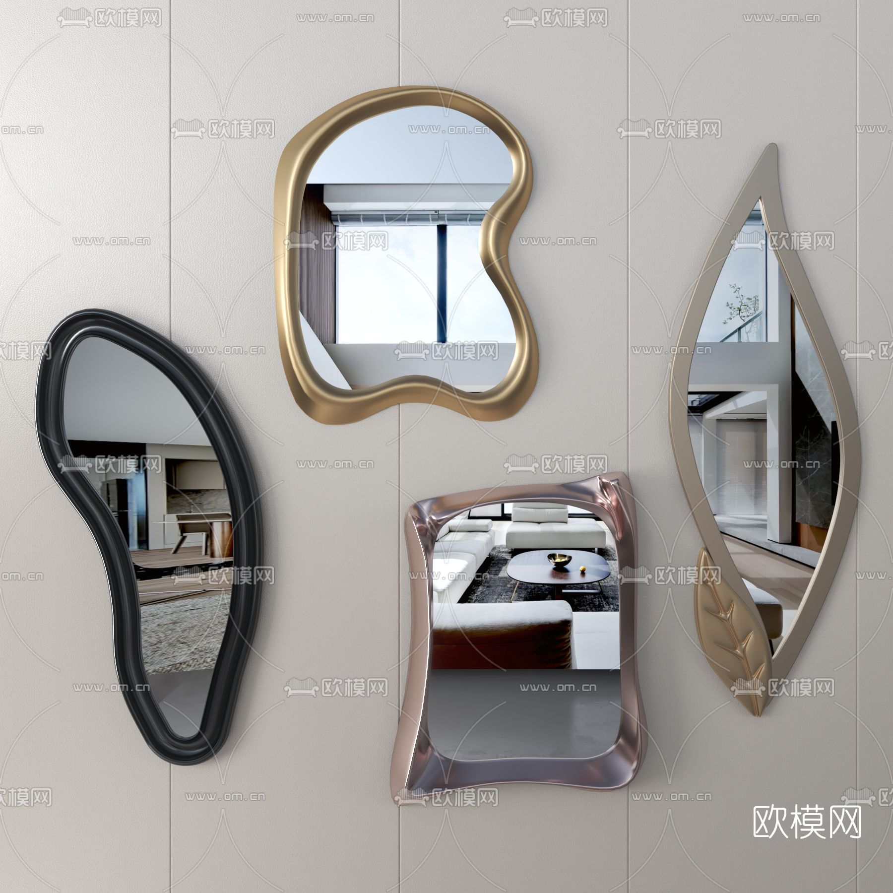 现代抽象镜子3d模型