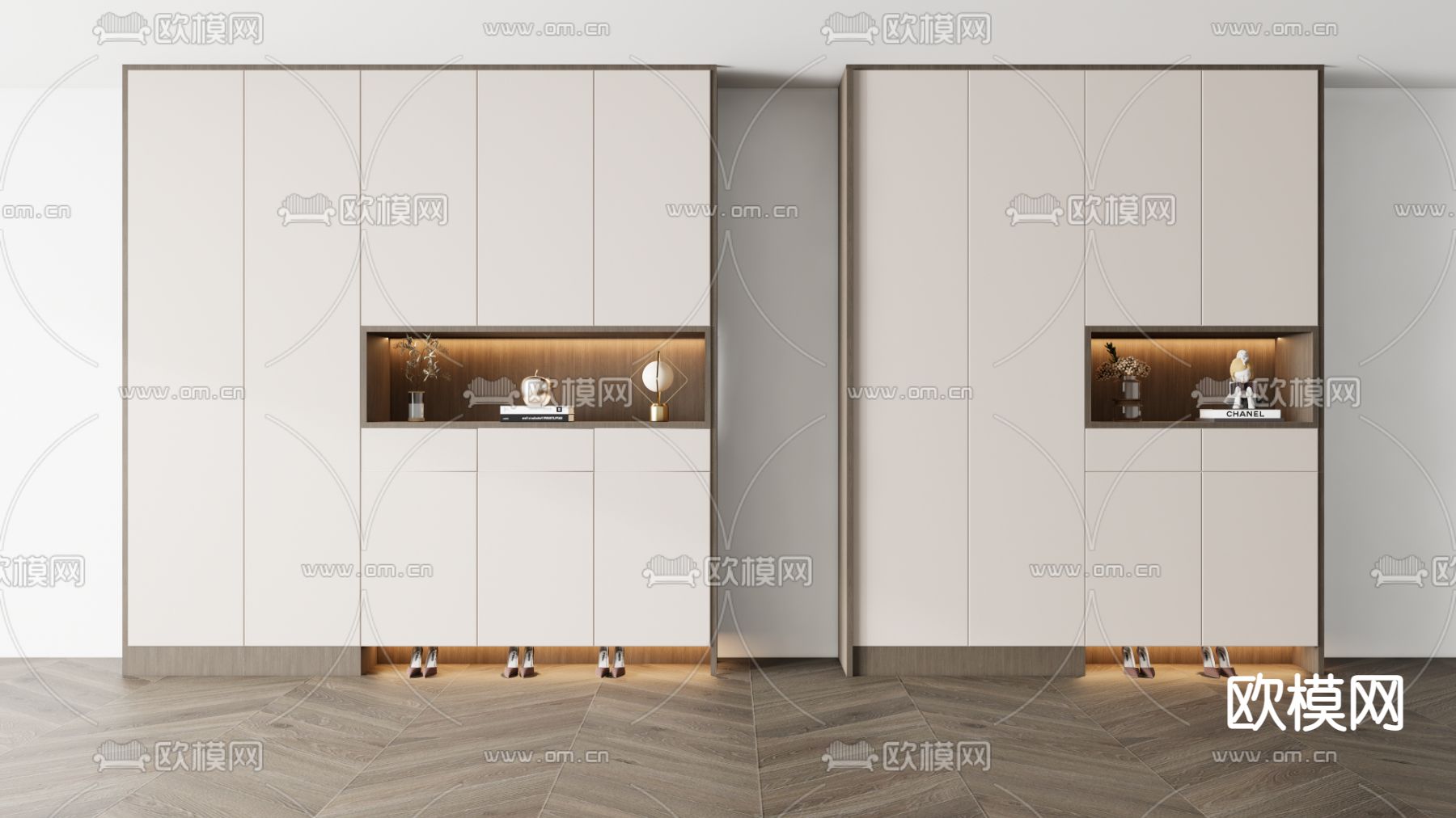 现代玄关鞋柜su模型下载（渲染图1）
