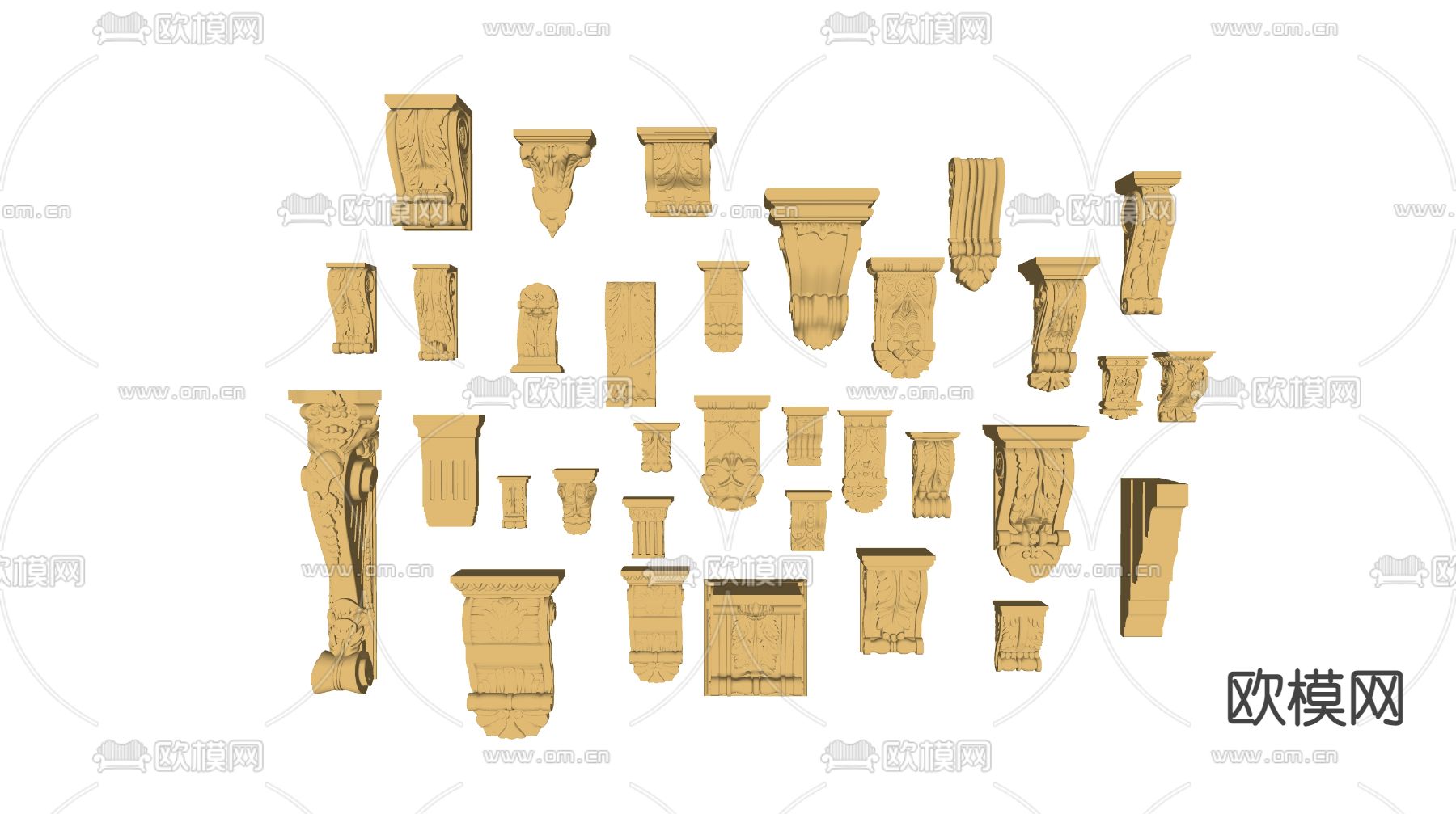 欧式雕花柱头su模型下载