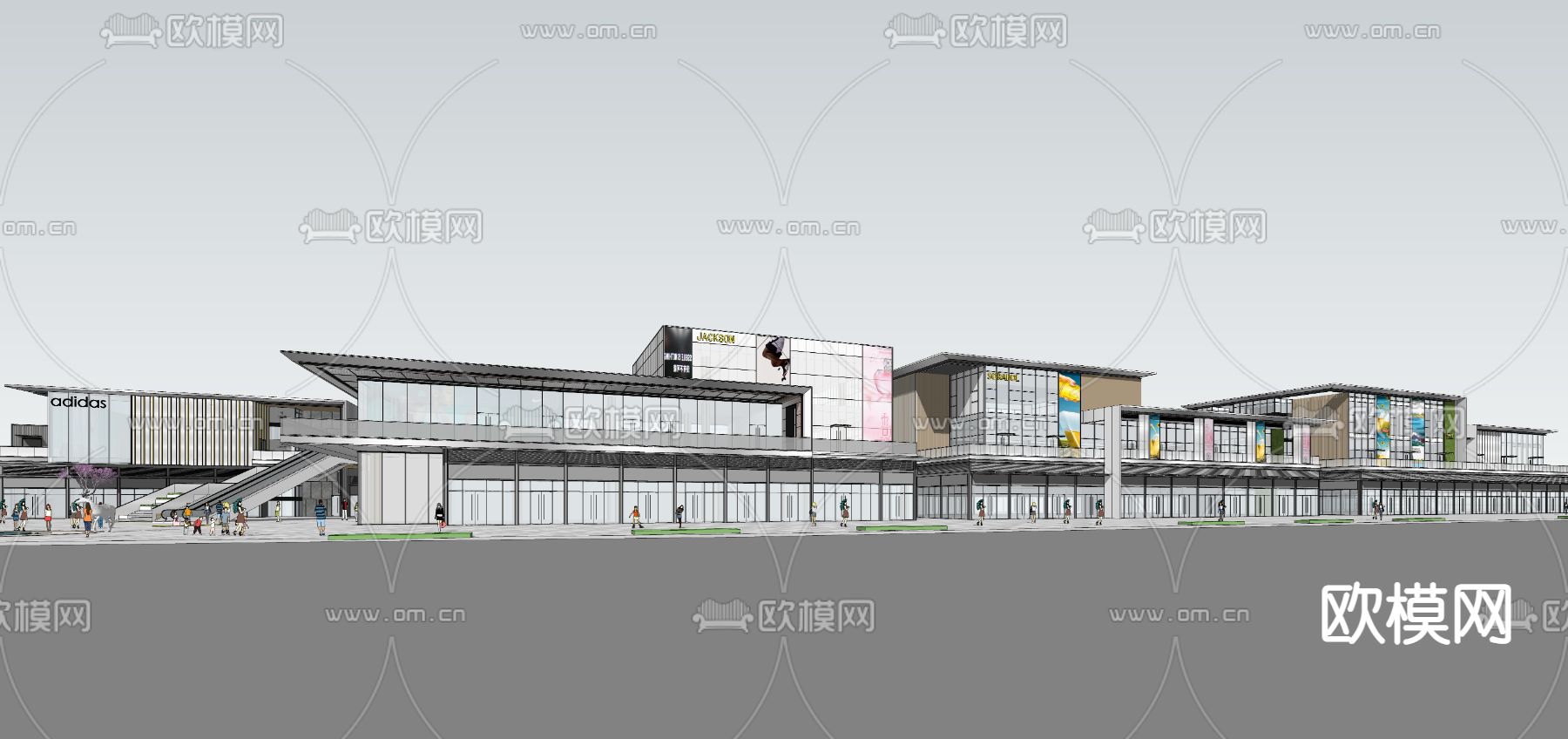 现代商业街su模型下载（渲染图5）