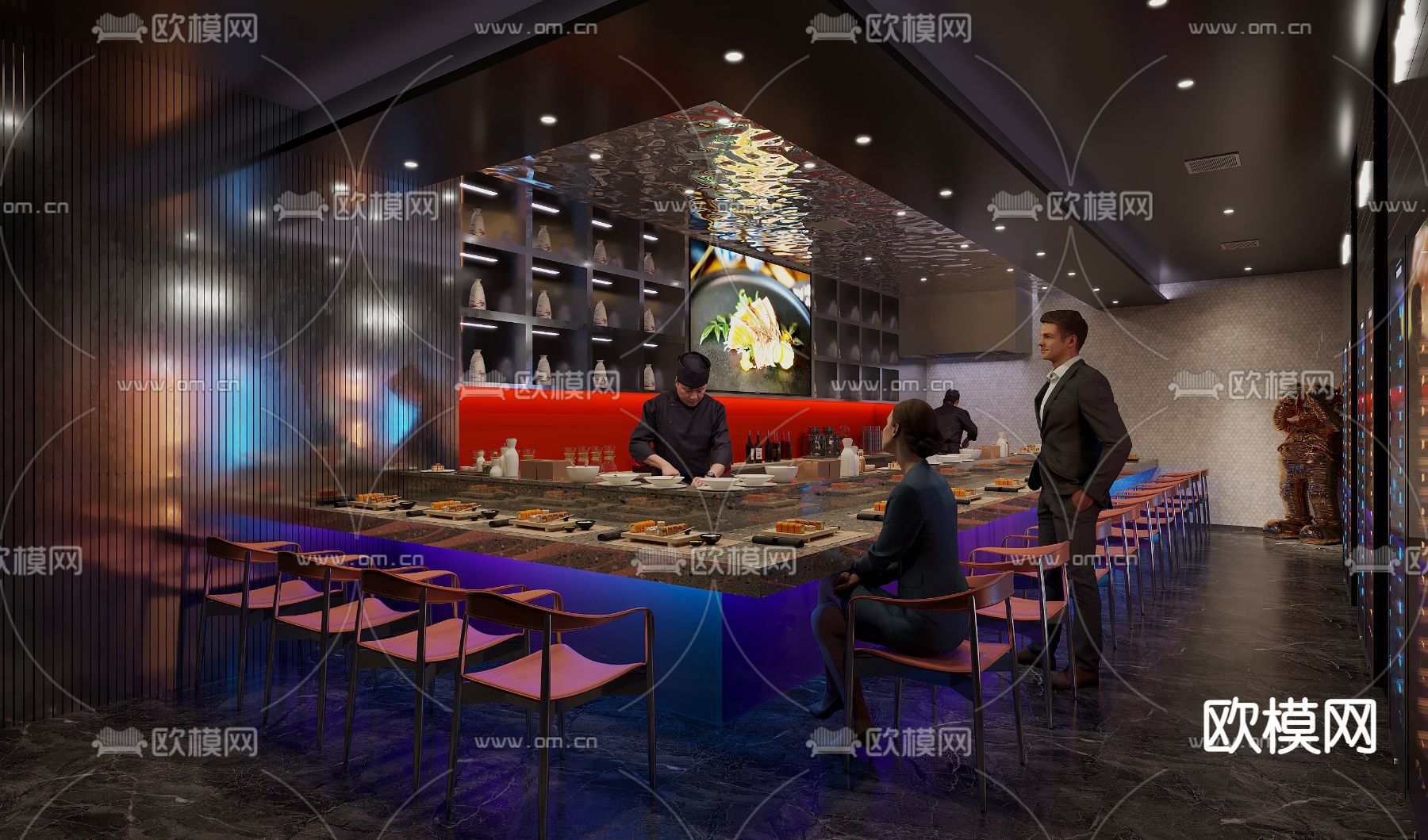 日式料理寿司店3d模型下载