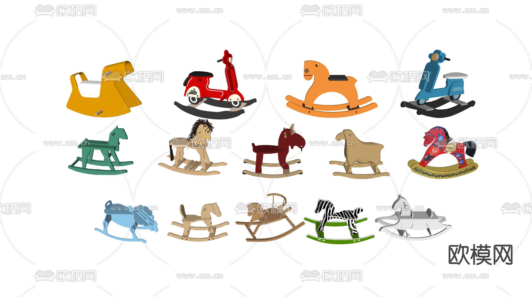 现代儿童摇椅su模型下载