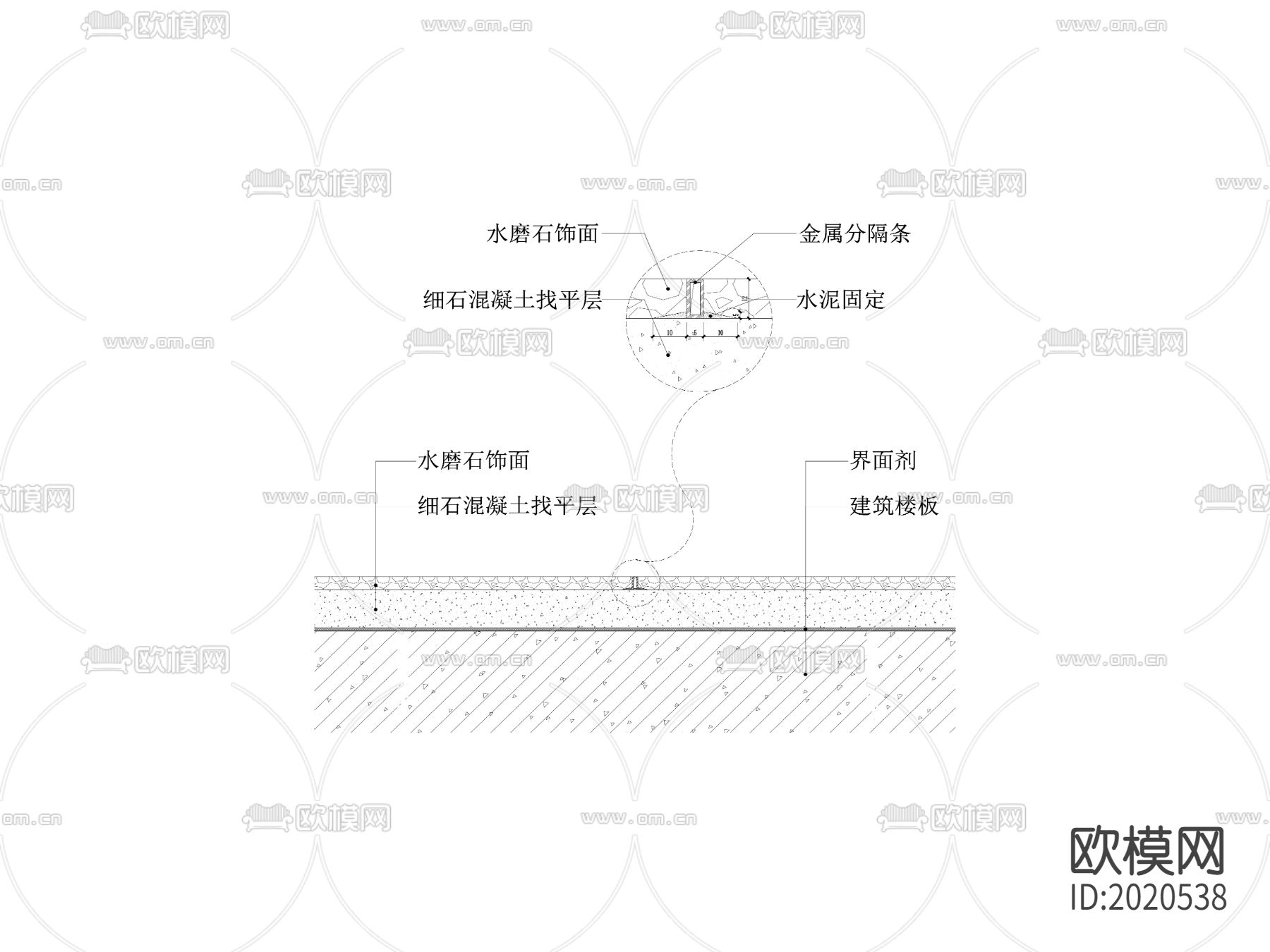 水磨石地坪cad节点大样图下载
