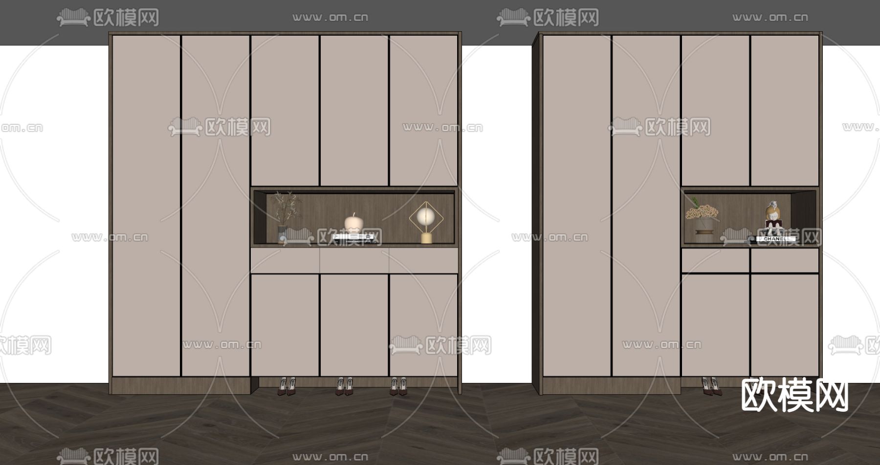 现代玄关鞋柜su模型下载（渲染图2）