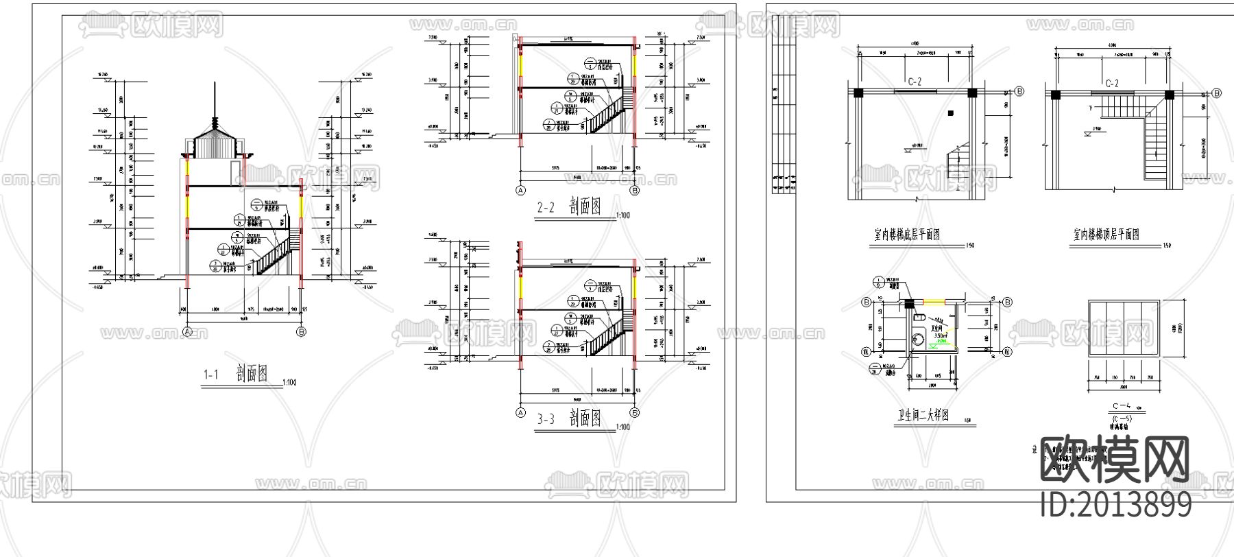 商铺建筑CAD施工图下载（渲染图3）
