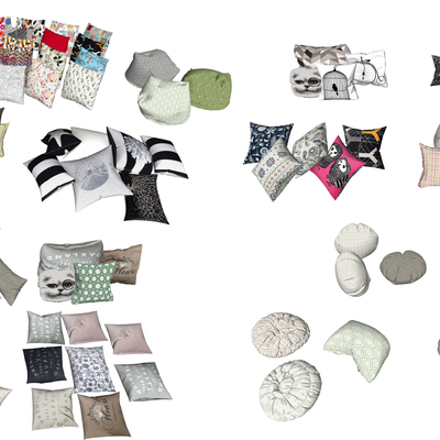  北欧布艺抱枕su模型 