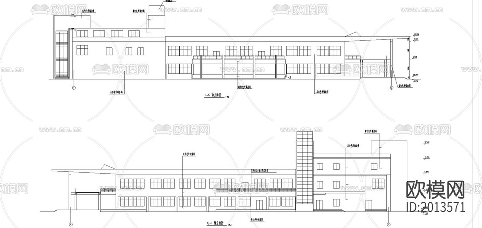 食堂建筑CAD施工圖下載(渲染圖3)