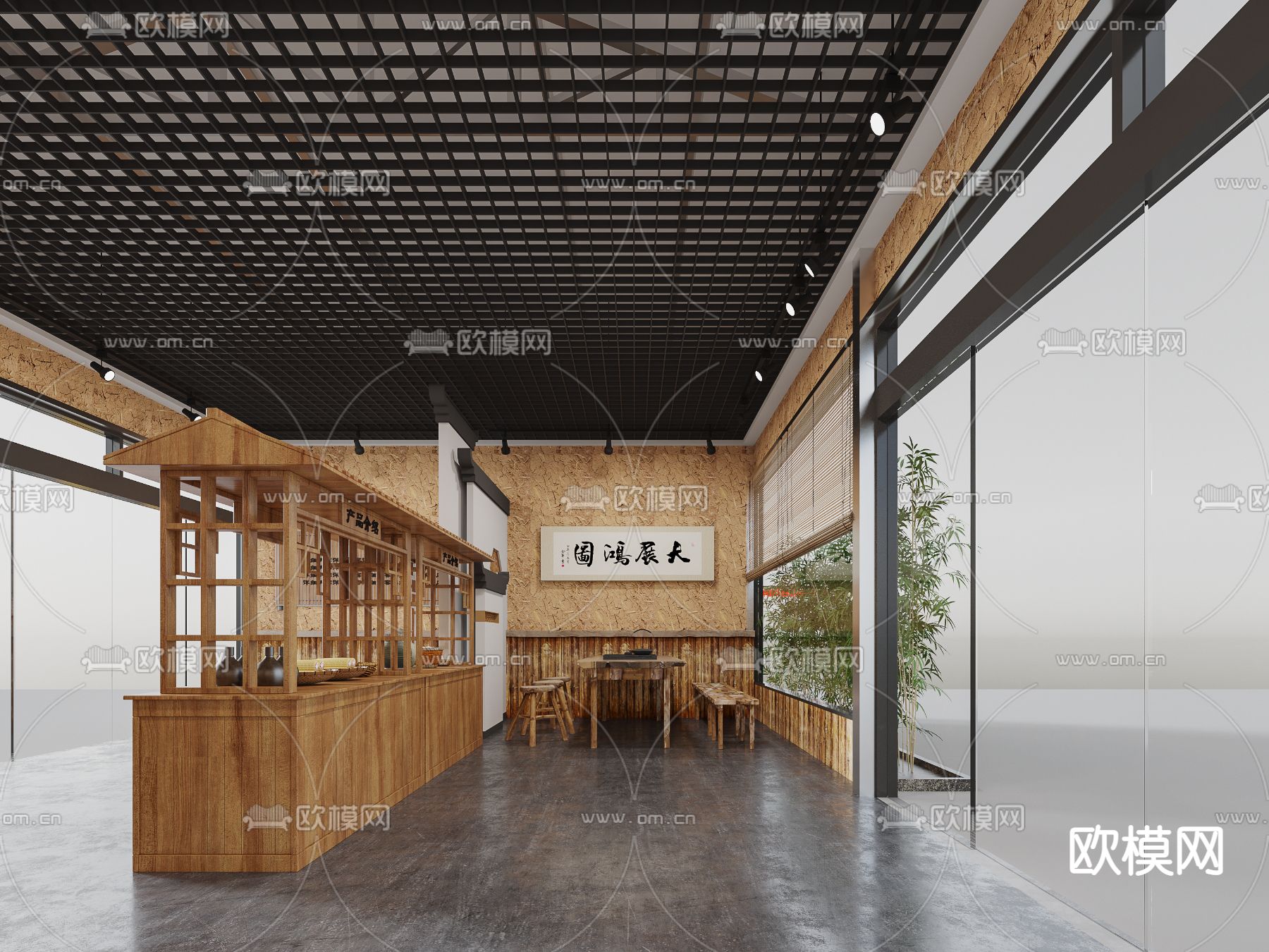 现代村史展览馆3d模型下载（渲染图4）