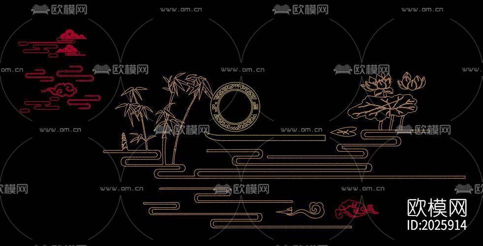 梅兰竹菊cad图库下载（渲染图8）