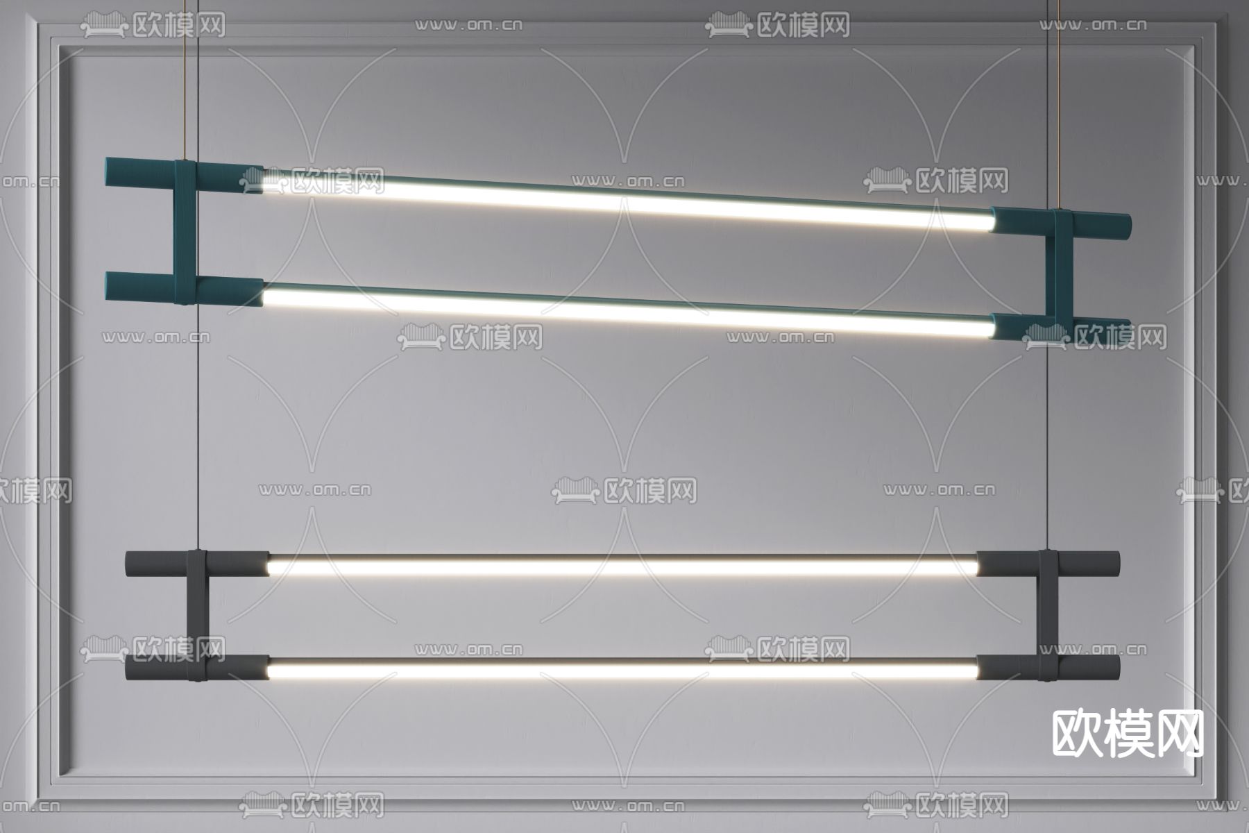 现代长条形吊灯3d模型下载_ID11867036_3dmax免费模型-欧模网