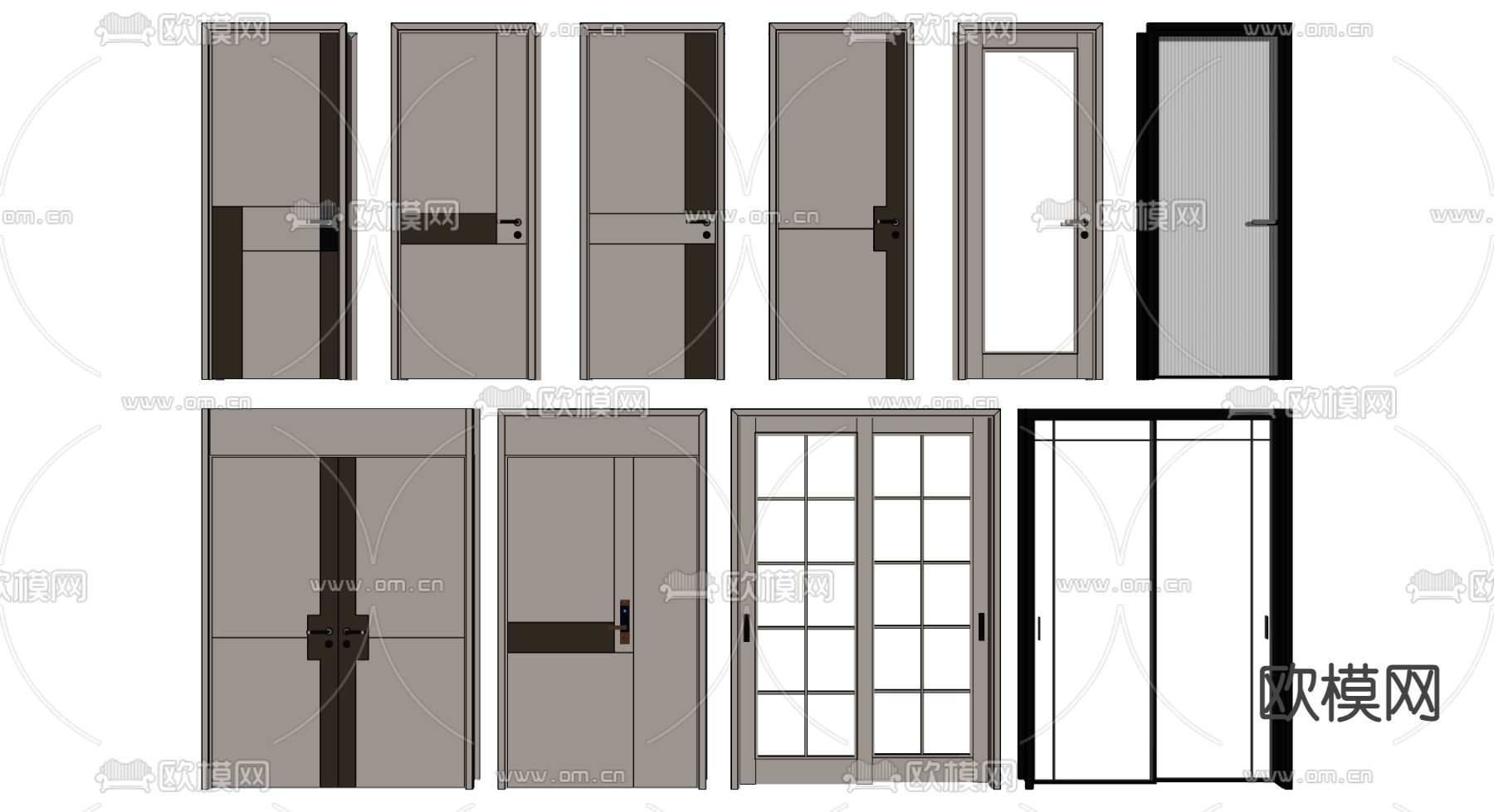 现代单开门su模型下载（渲染图2）