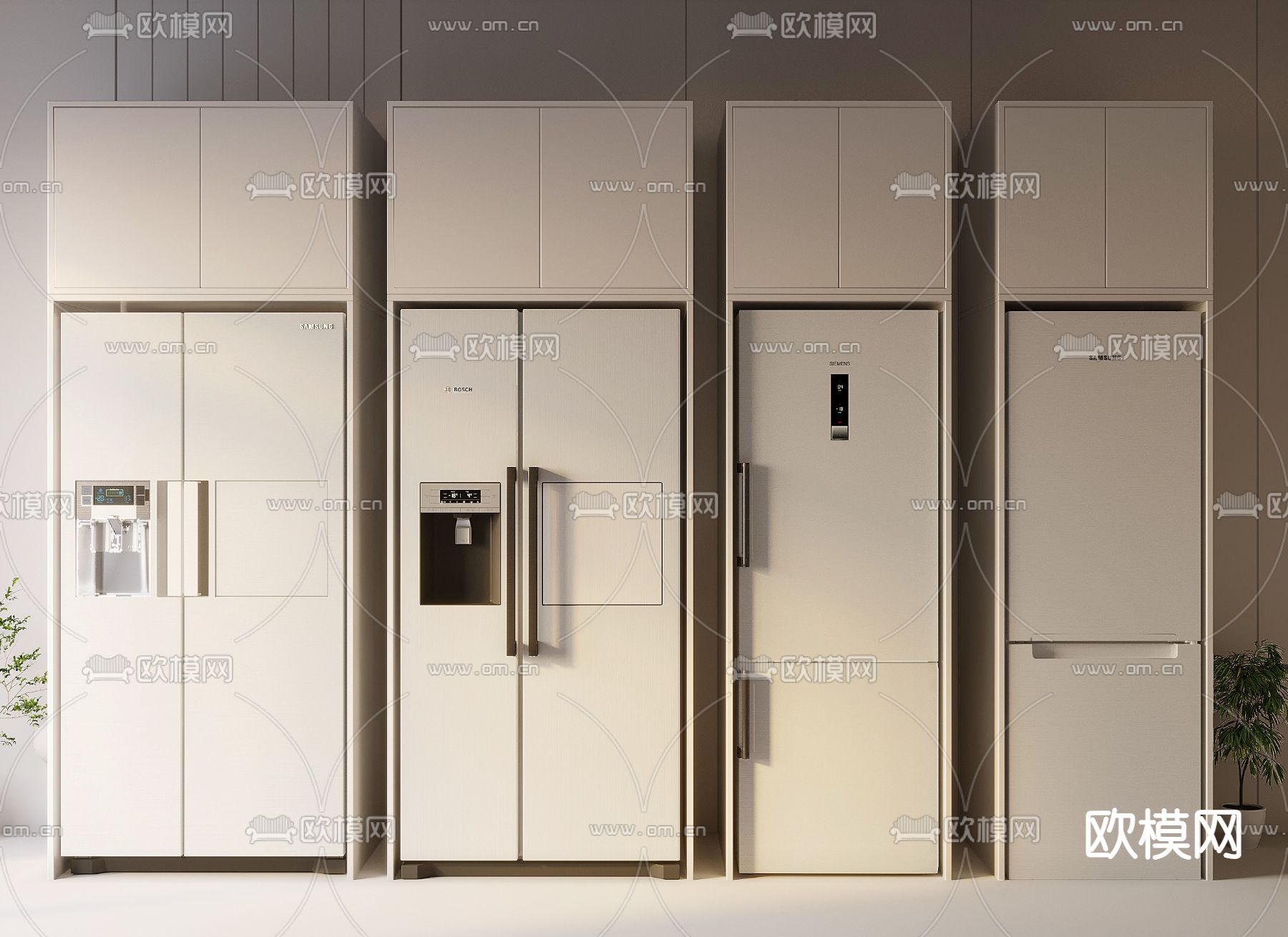 现代冰箱su模型下载（渲染图1）