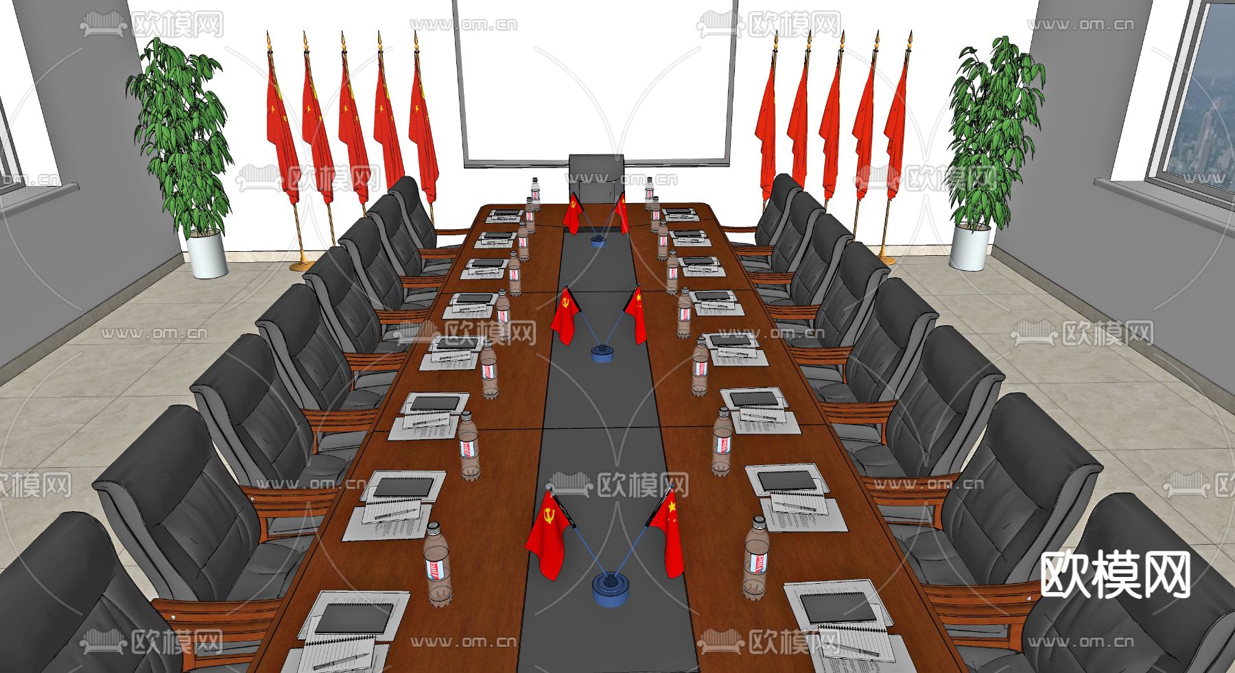 现代公司党建书吧su模型下载（渲染图5）