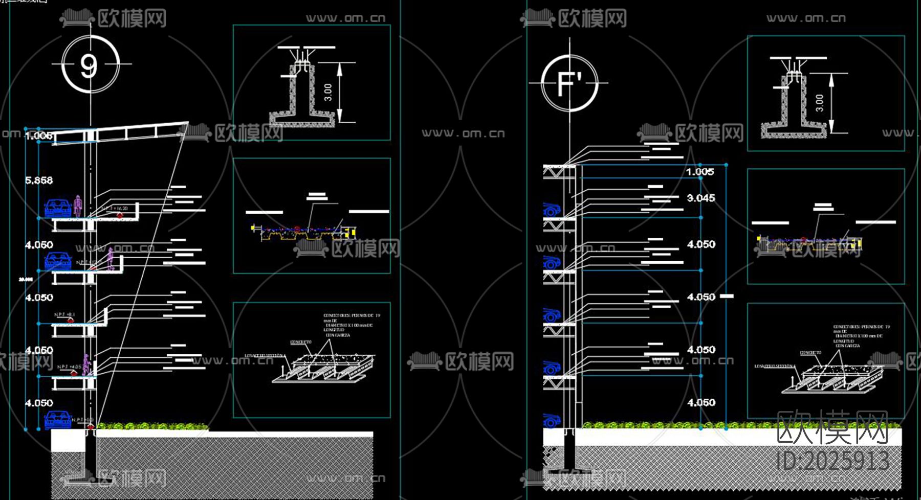 立体停车场cad施工图下载（渲染图7）
