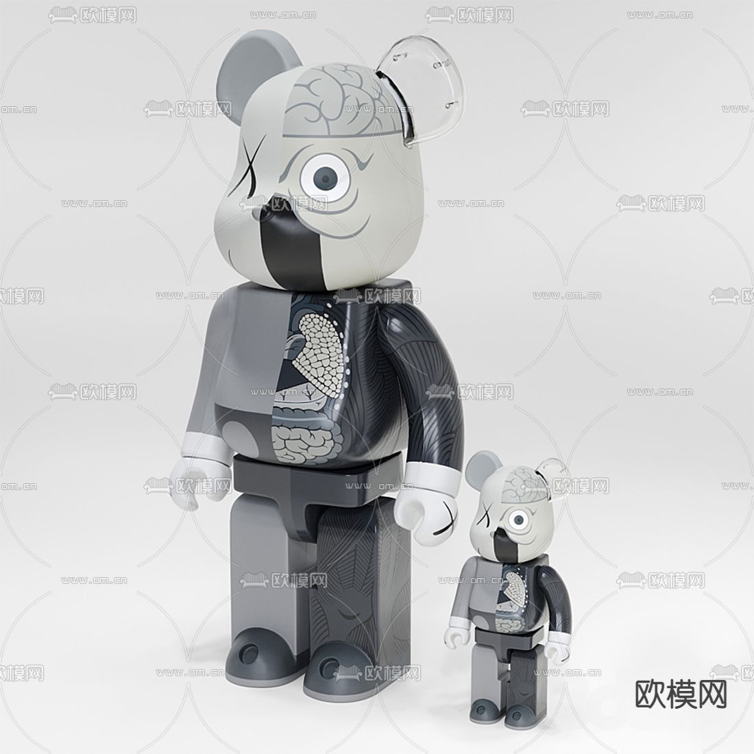 现代Kaws暴力熊潮玩摆件3d模型