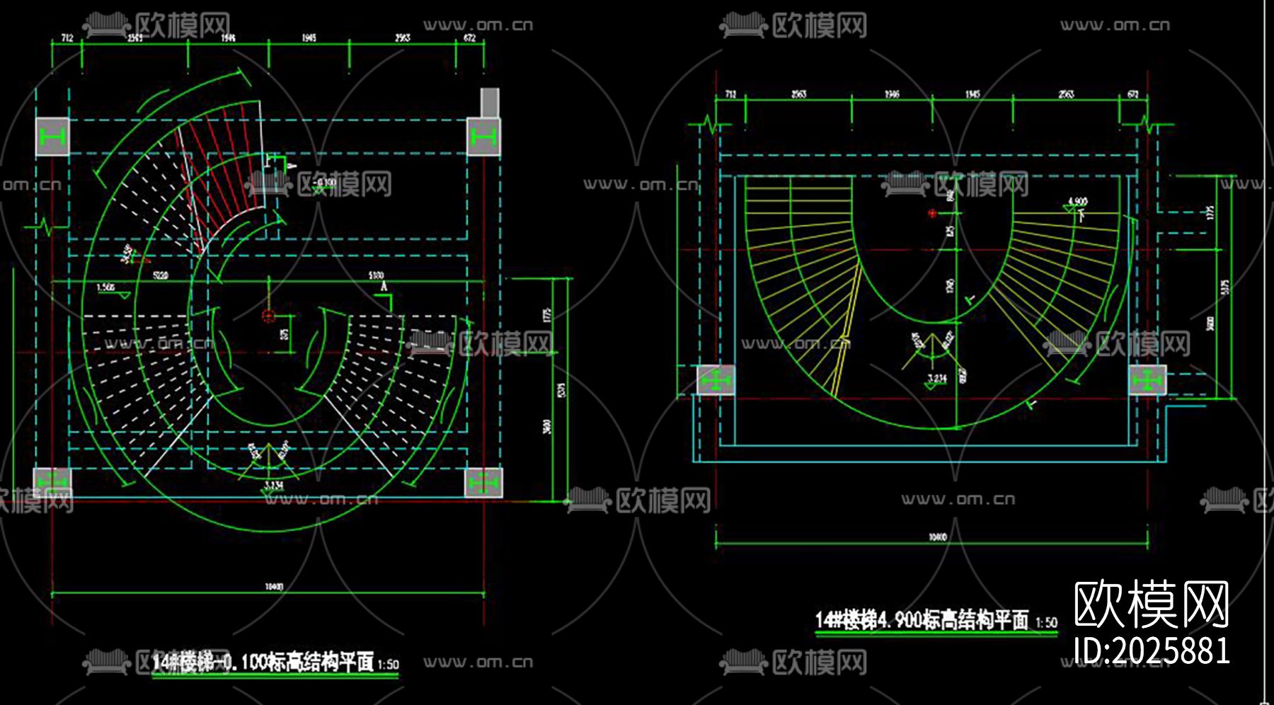 旋转楼梯节点大样下载（渲染图2）
