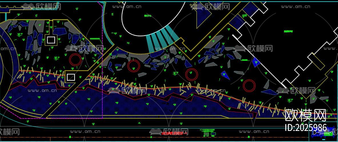 滨河景观带cad施工图下载（渲染图2）