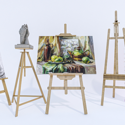  现代画架画板素描支架su模型 