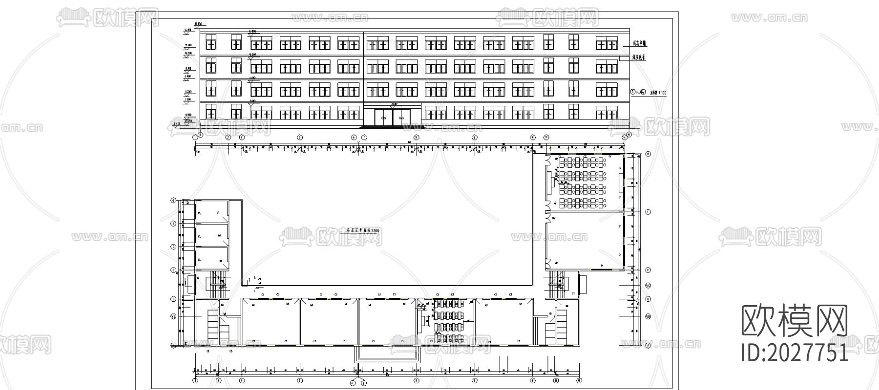 教学楼cad施工图下载（渲染图1）